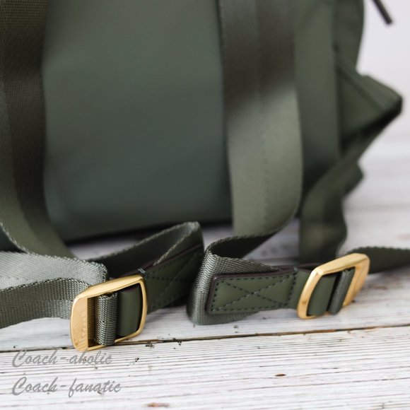 NWT Tory Burch Ella Logo Dual Zip Compartment Nylon Backpack in Palm Leaf - Picture 7 of 11